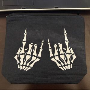Black Skeleton Print Pouch